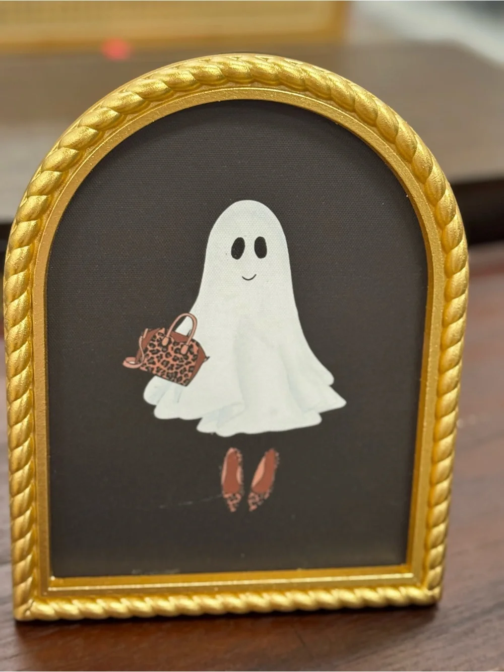 Gold Framed Ghost Wall Art – White and Gold Home Accent